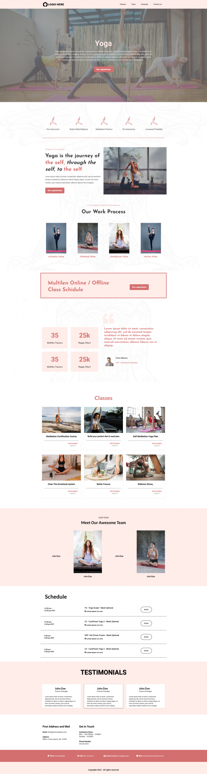 Yoga and Wellness Studio Website